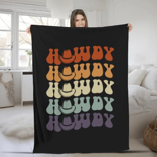 Western Country Texas Cowboy Hat Fleece Blankets