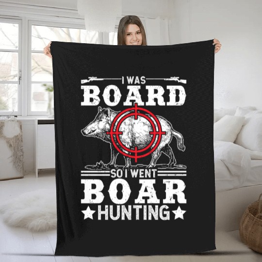 Boar Hunting Funny Wild Hog Hunter Fleece Blankets