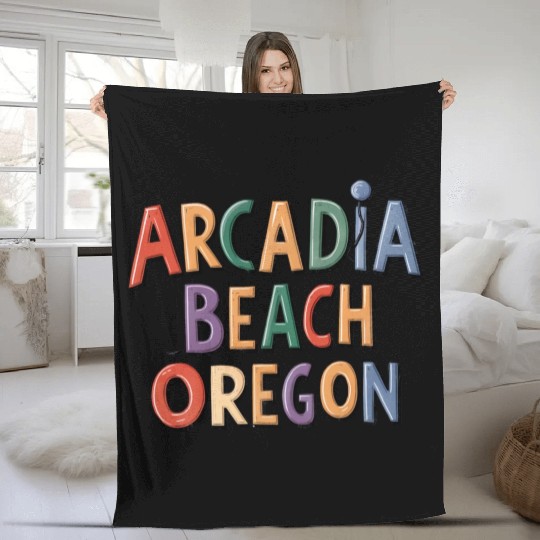 Arcadia Beach Oregon Fleece Blankets