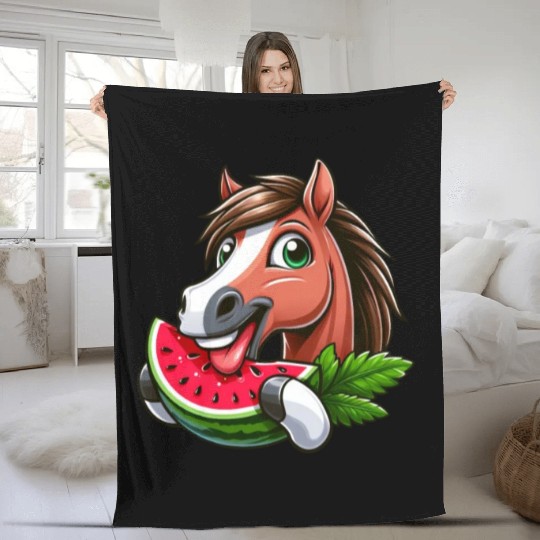 Horses Horse Lover Farmer Melon Summer Fleece Blankets