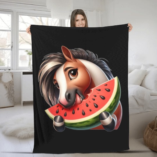 Horses Horse Lover Farmer Melon Summer Fleece Blankets