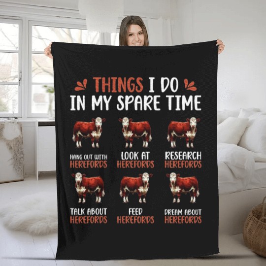 Things I Do Hereford Cow Lover Hereford Cows Fleece Blankets