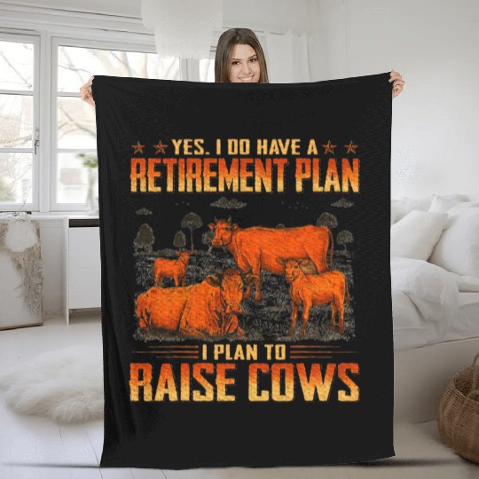 Farmer Beef Cows Retirement Plan Fleece Blankets