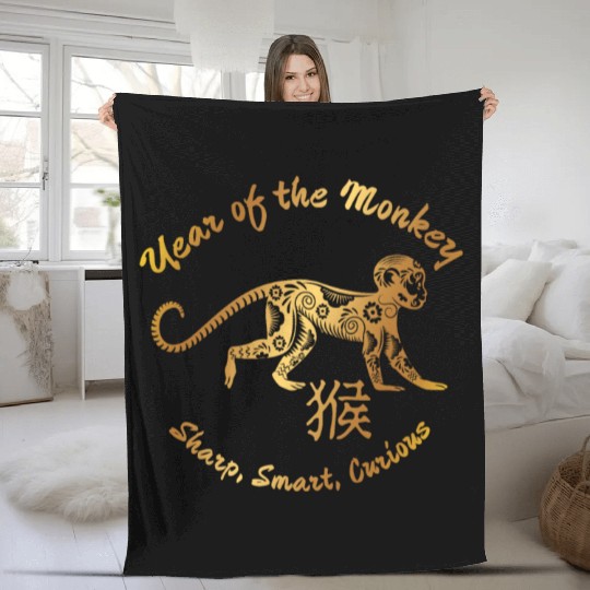 Chinese New Year Of Monkey Chinese Zodiac Fleece Blankets