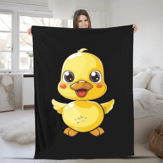 Adorable Yellow Duckling Spread Your Wings Fleece Blankets