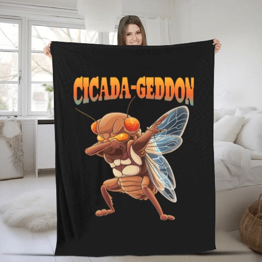 Funny Dabbing Cicada 2024 Dab Fleece Blankets