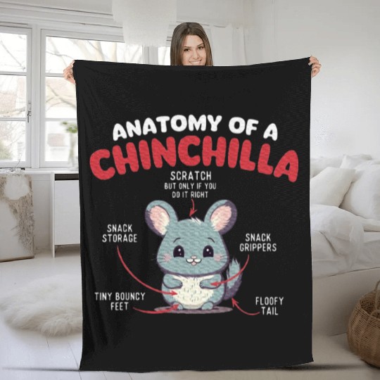 Anatomy Of A Chinchilla Rodent Lover Zoologist Pet Fleece Blankets
