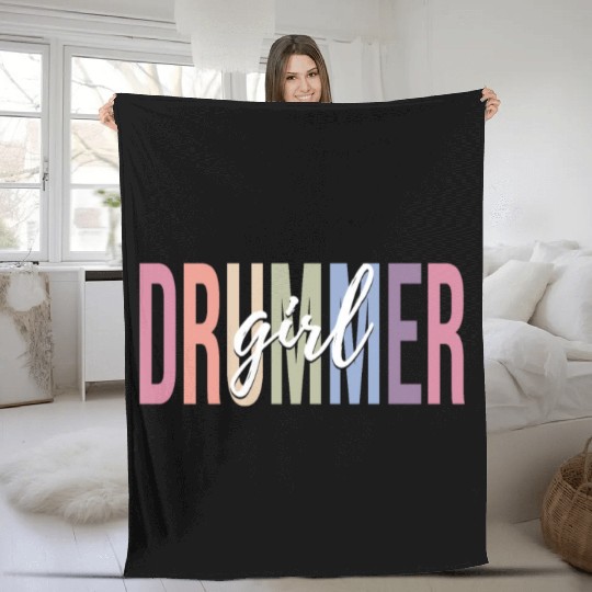 Drumming Musician Female Drum Lover Fleece Blankets