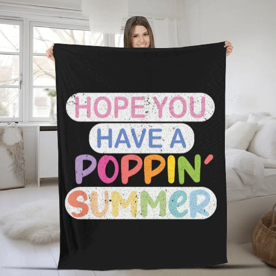 poppin into summer Bye Bye School Fleece Blankets