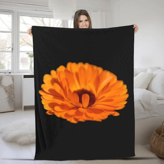 orange flower marigold Fleece Blankets