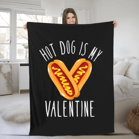 Hot Dog Adult Heart Valentines Day Fleece Blankets