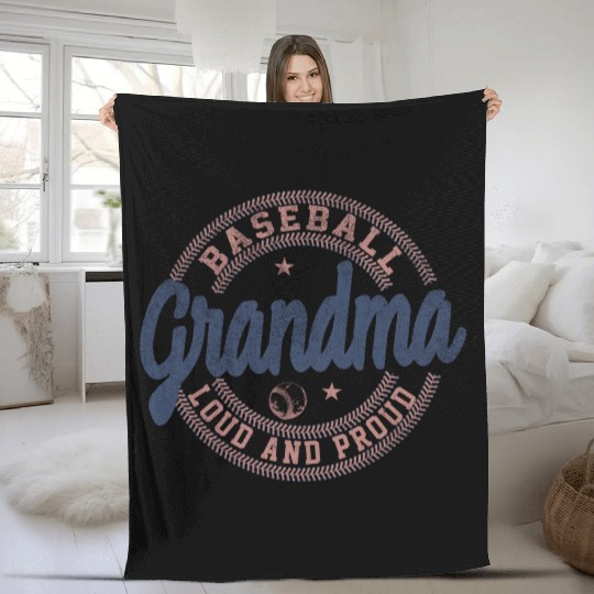 Grandma Baseball Loud And Proud Fleece Blankets