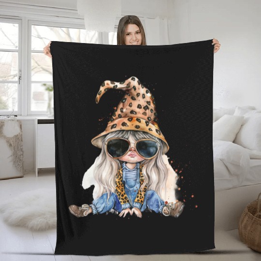 Leopard Print Gnome Clipart Images, Girly Fleece Blankets