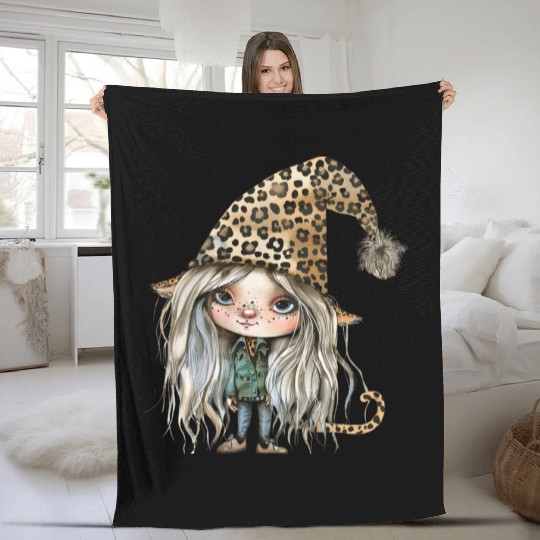 Leopard Print Gnome Clipart Images, Girly Fleece Blankets