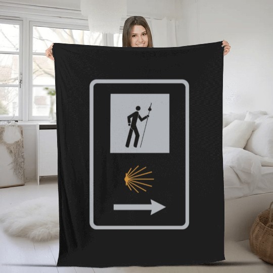 Way of St. James Pilgrim Camino Shell Sign Fleece Blankets