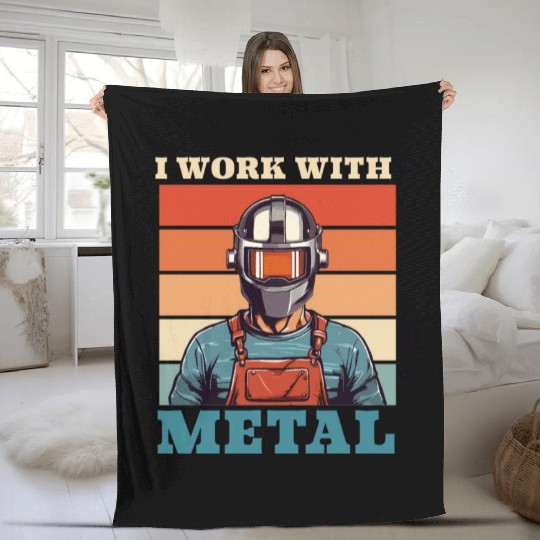 Western Welder Retro Themed Gift Fleece Blankets