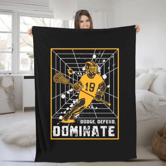 Dodge, Defend, Dominate Lacrosse Gift Fleece Blankets
