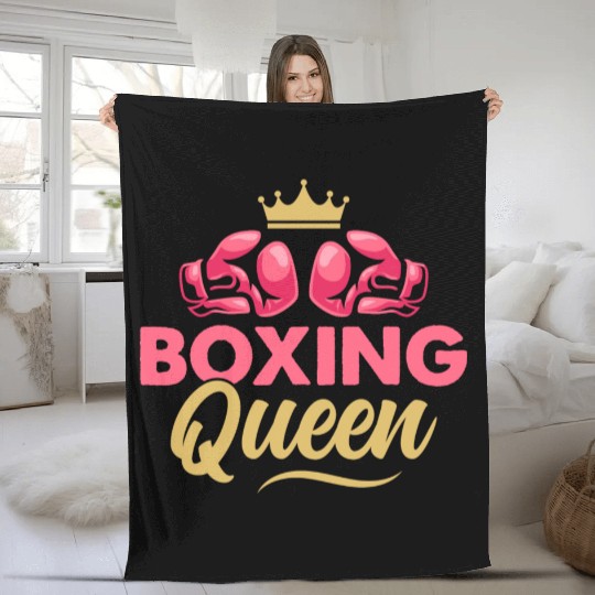 Boxing Queen Boxer Training Fleece Blankets