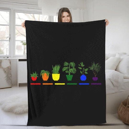 Plants LGBTQ Gardener Gardening Lover Gay Pride Fleece Blankets