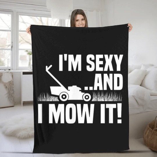 Sexy Mowing Funny Gardening Fleece Blankets