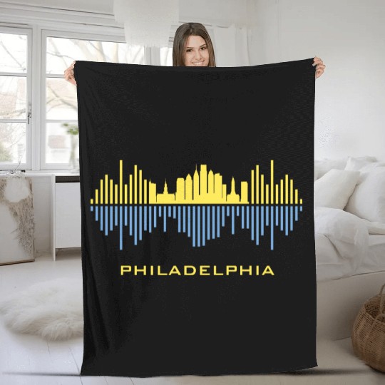 Philadelphia City Sound Waves Fleece Blankets