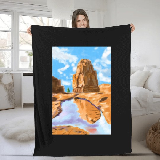 Grand Canyon Loose Oil Landscape Painting Fleece Blankets