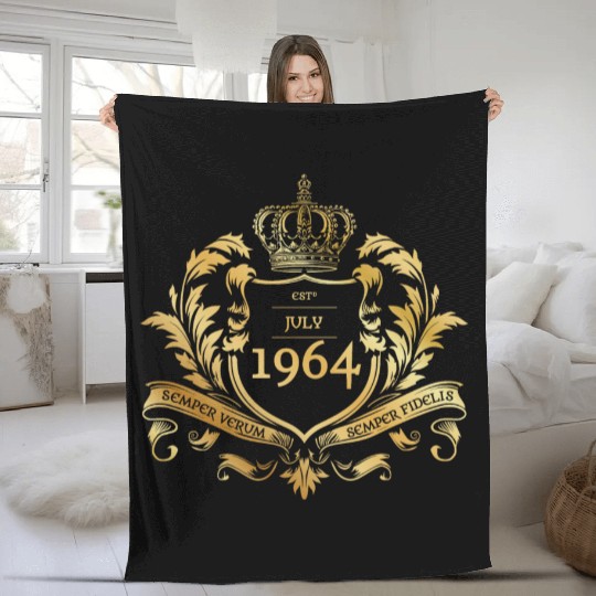 60th birthday "Semper Verum - Established 07/1964 Fleece Blankets