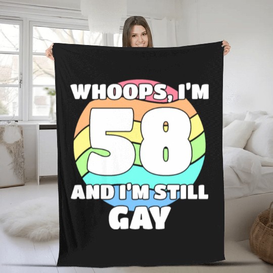 Funny Gay Pride - 58th Birthday 58 BDay Lesbian Fleece Blankets