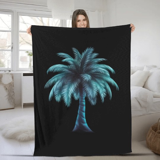 Vaporwave tree Fleece Blankets