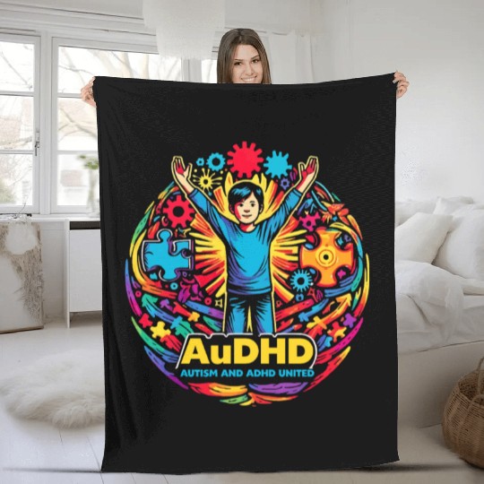 AuDHD Autism ADHD Autistic Spectrum Neurodiversity Fleece Blankets