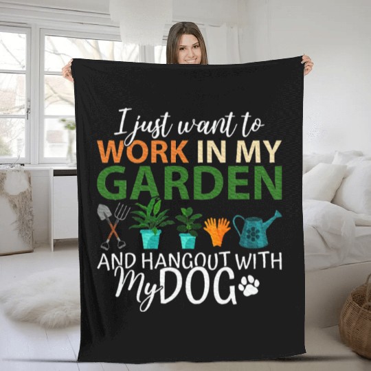 Gardening Dog Lover Gardener Garden Pet Plants Fleece Blankets