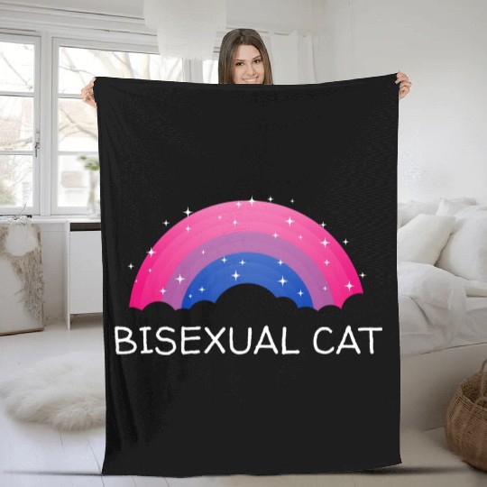 Bisexual Cat Bi LGBTQ Bi Pride LGBT Funny Animal L Fleece Blankets