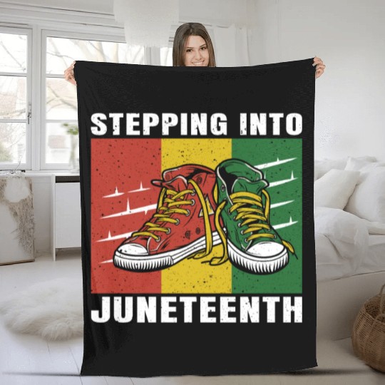 Stepping Into Juneteenth 2024 Afro American Fleece Blankets