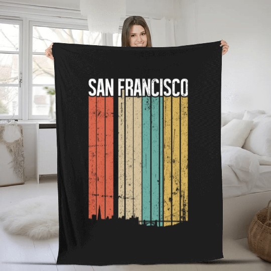 San Francisco Vintage Fleece Blankets