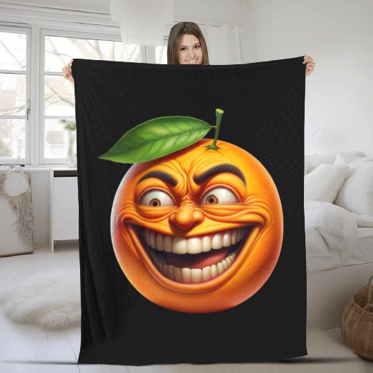 Crazy Orange a Comically Exaggerated Face Fleece Blankets
