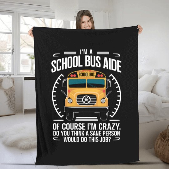 School Bus Aide Funny Back to School Fleece Blankets