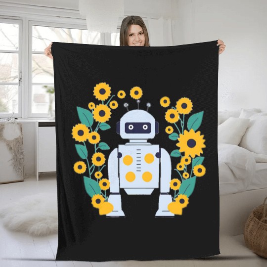 Spring robot Fleece Blankets