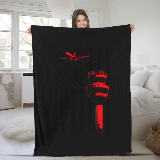 American Flag US, air traffic controller Fleece Blankets