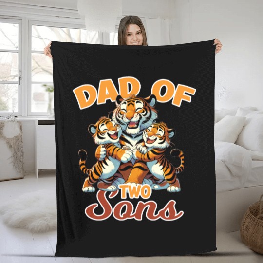 Strong Tiger with Tiger Kid for a Dad Fleece Blankets