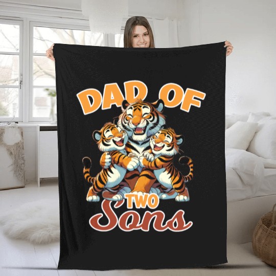 Strong Tiger with Tiger Kid for a Dad Fleece Blankets
