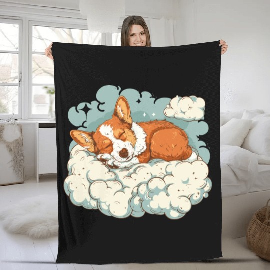 Corgi Cloud Dreamer Fleece Blankets