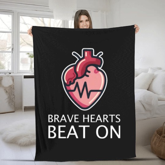 CHD Awareness Brave Hearts Beat On Fleece Blankets