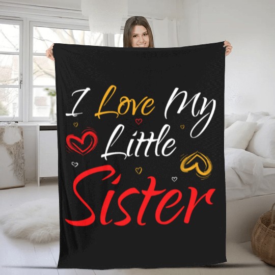 I Love My Little Sister Fleece Blankets