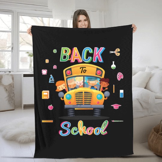 Funny Back To School Welcome School Bus Driver 1st Fleece Blankets