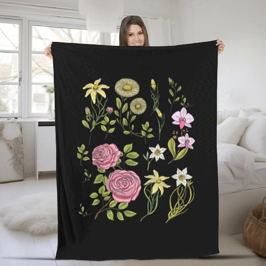 Flowers Cottagecore Mushroom Indie Clothes Fleece Blankets