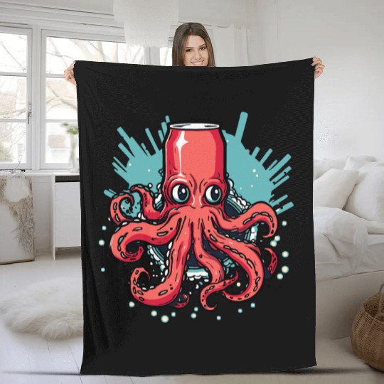 OctoFizz: Can of Octopus Soda Fleece Blankets