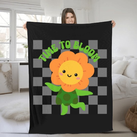 Time to Bloom: Floral Print Design Fleece Blankets
