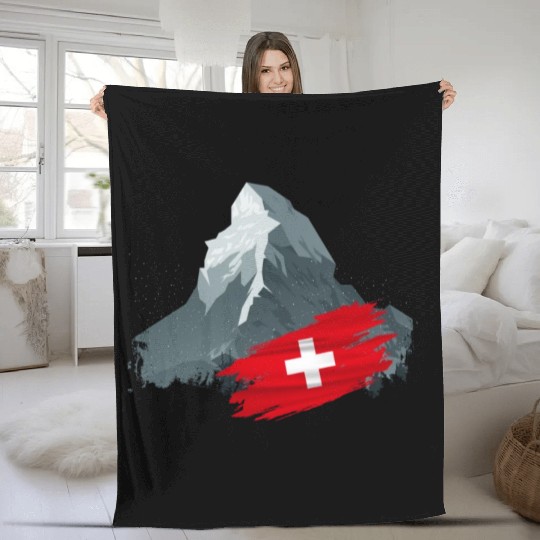 Vacation Skiing, Hiking, Mountain Switzerland Fleece Blankets