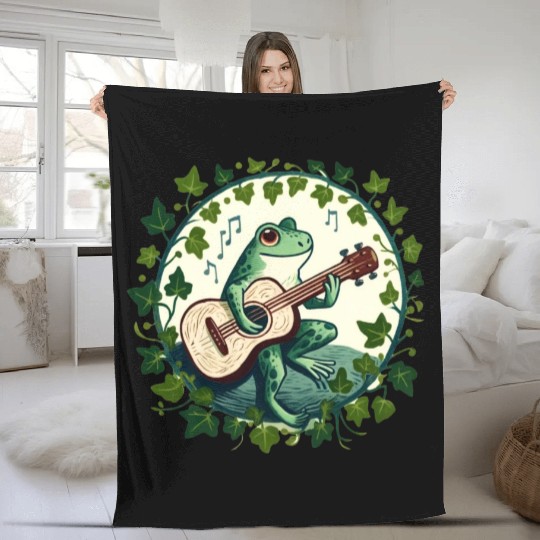 Guitar Frog Fleece Blankets