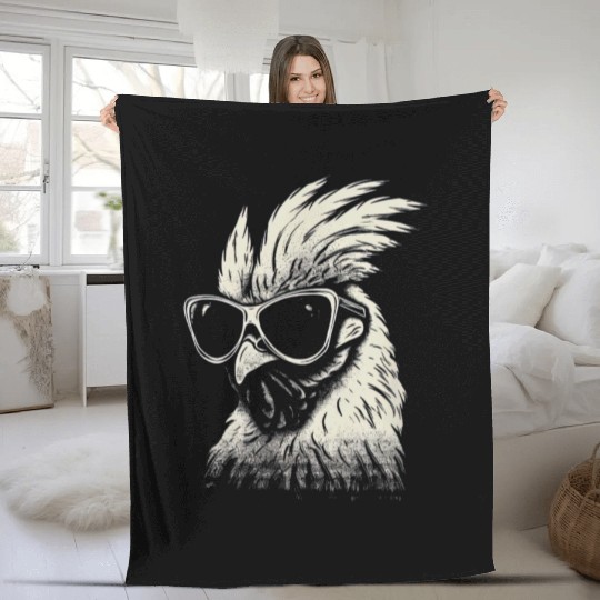 Funny Chicken Graffiti street Fleece Blankets